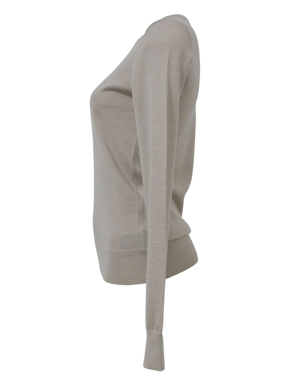 Pre-owned Theory Crew-neck Ribbed-trim Sweater In Neutral