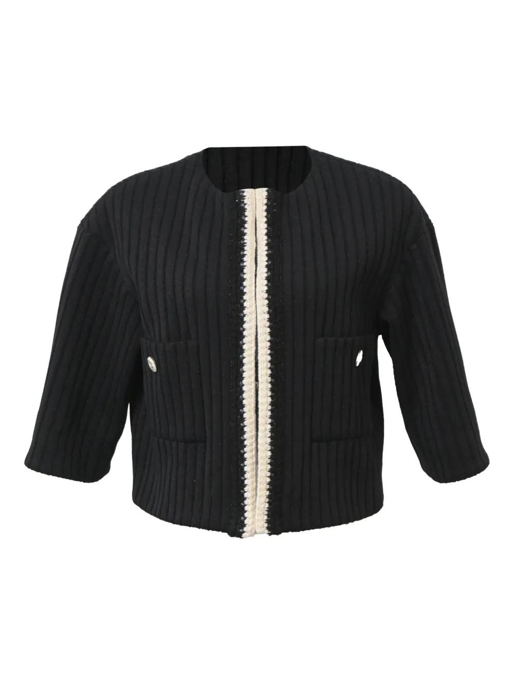 CHANEL Pre-Owned pocket collarless cardigan - ブラック CHANEL Pre-Owned pocket collarless cardigan - ブラック