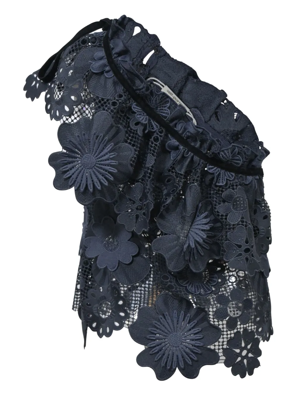 Pre-owned Self-portrait Lace Ruffled Top In Blue