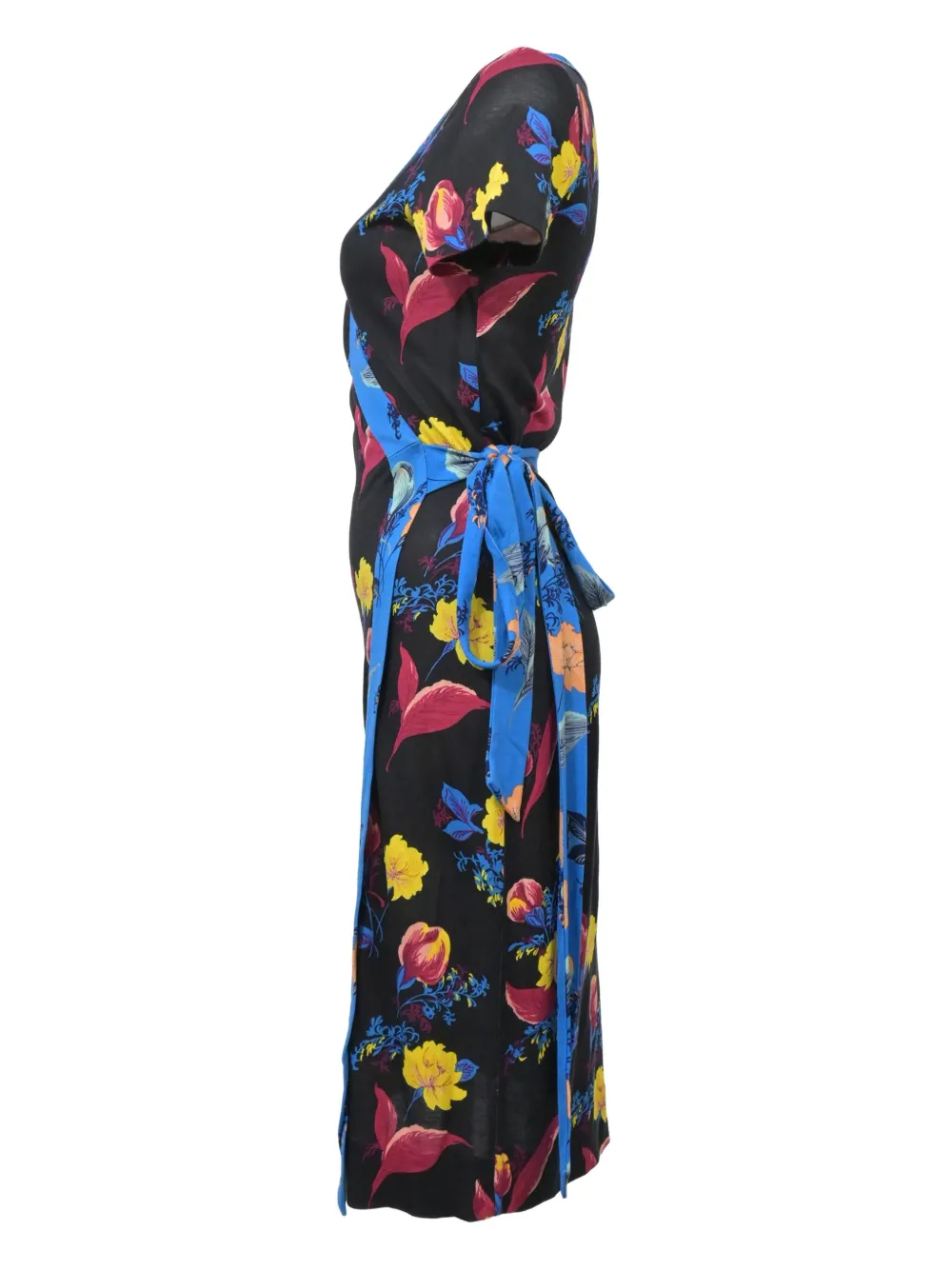 Dvf Vintage floral-print wrap dress - Zwart