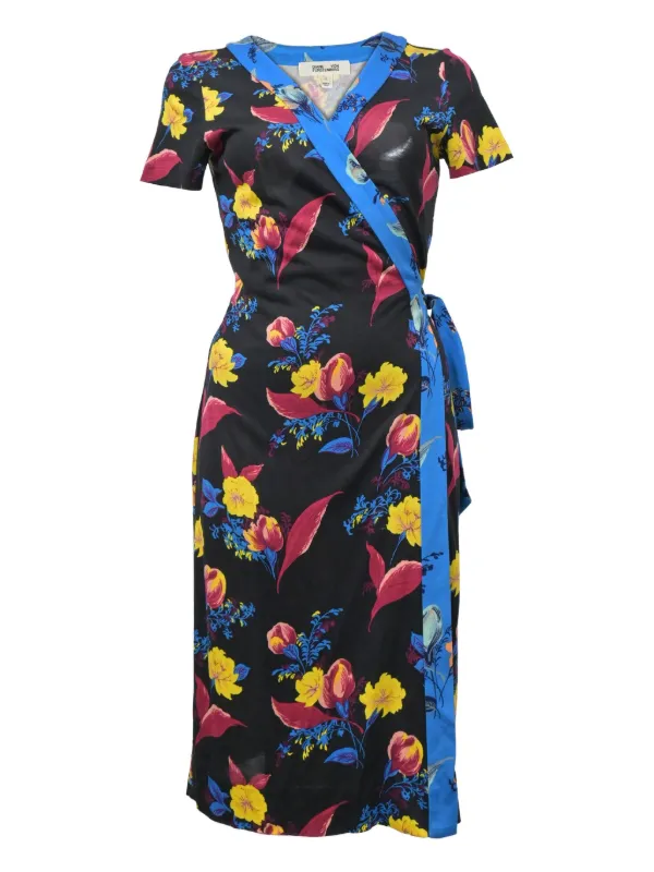 Diane Von Furstenberg Floral-print Wrap Dress - Black Diane Von Furstenberg Floral-print Wrap Dress - Black