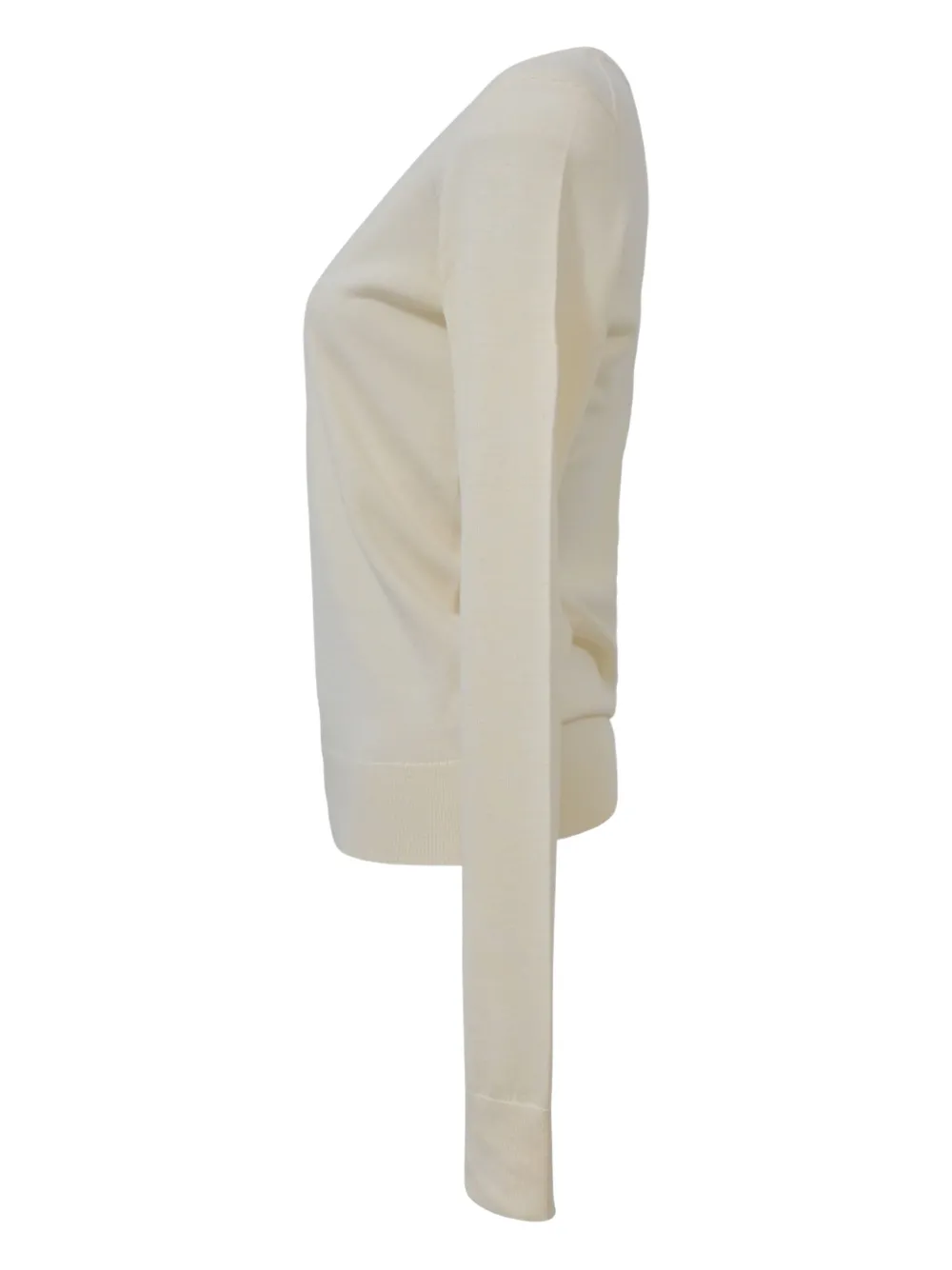 Pre-owned Theory Crew-neck Ribbed-trim Sweater In Neutral