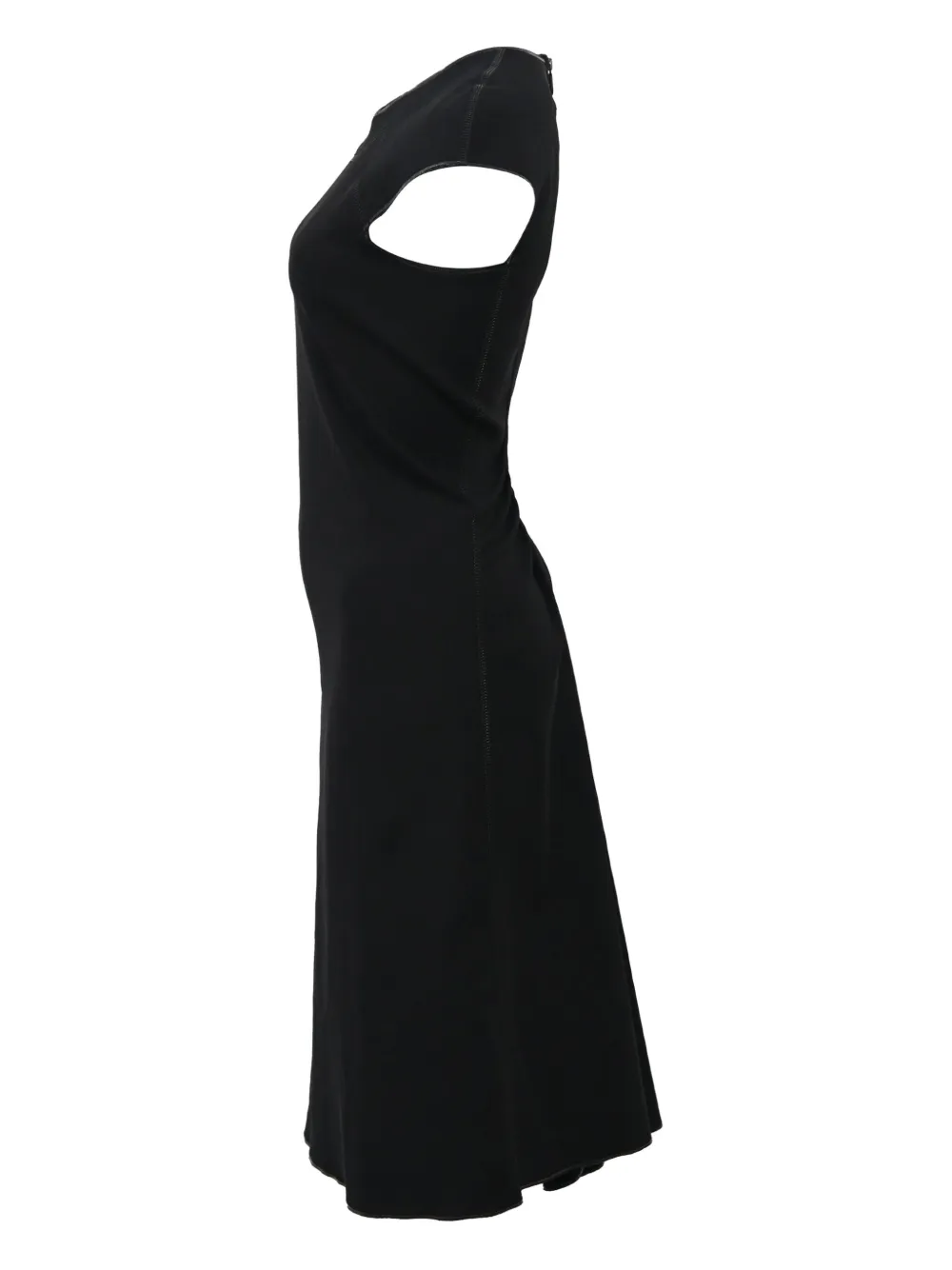 Bottega Veneta Pre-Owned cap-sleeve A-line midi dress - Zwart