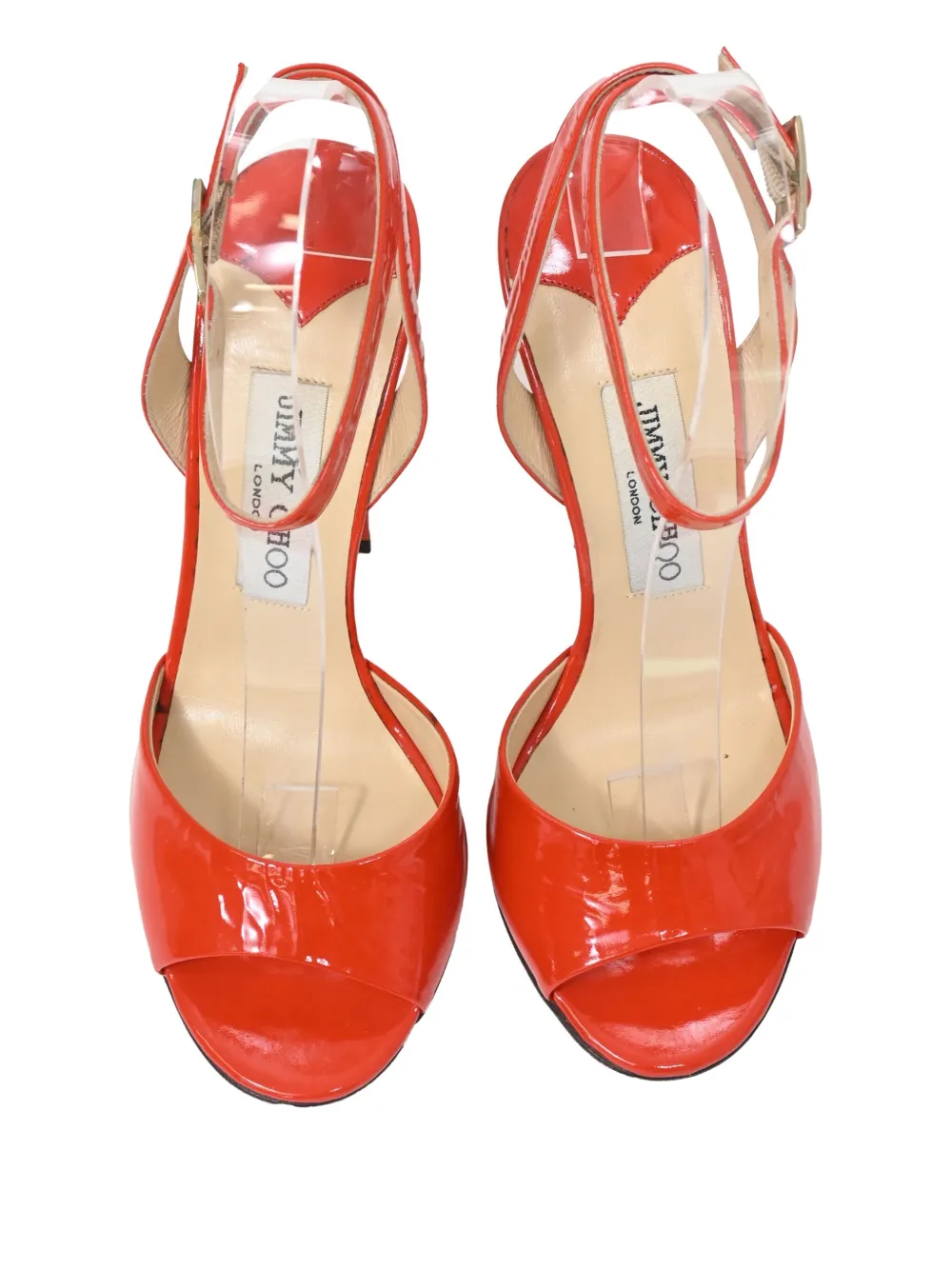 JIMMY CHOO Pre-owned 110mm Patent-finish Sandals In Red