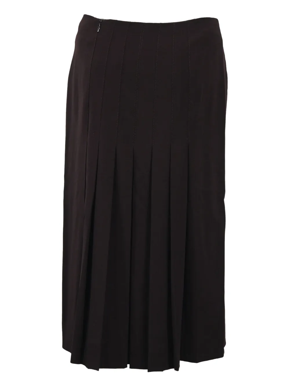 Pre-owned Hermes Pleated Midi Skirt In Brown