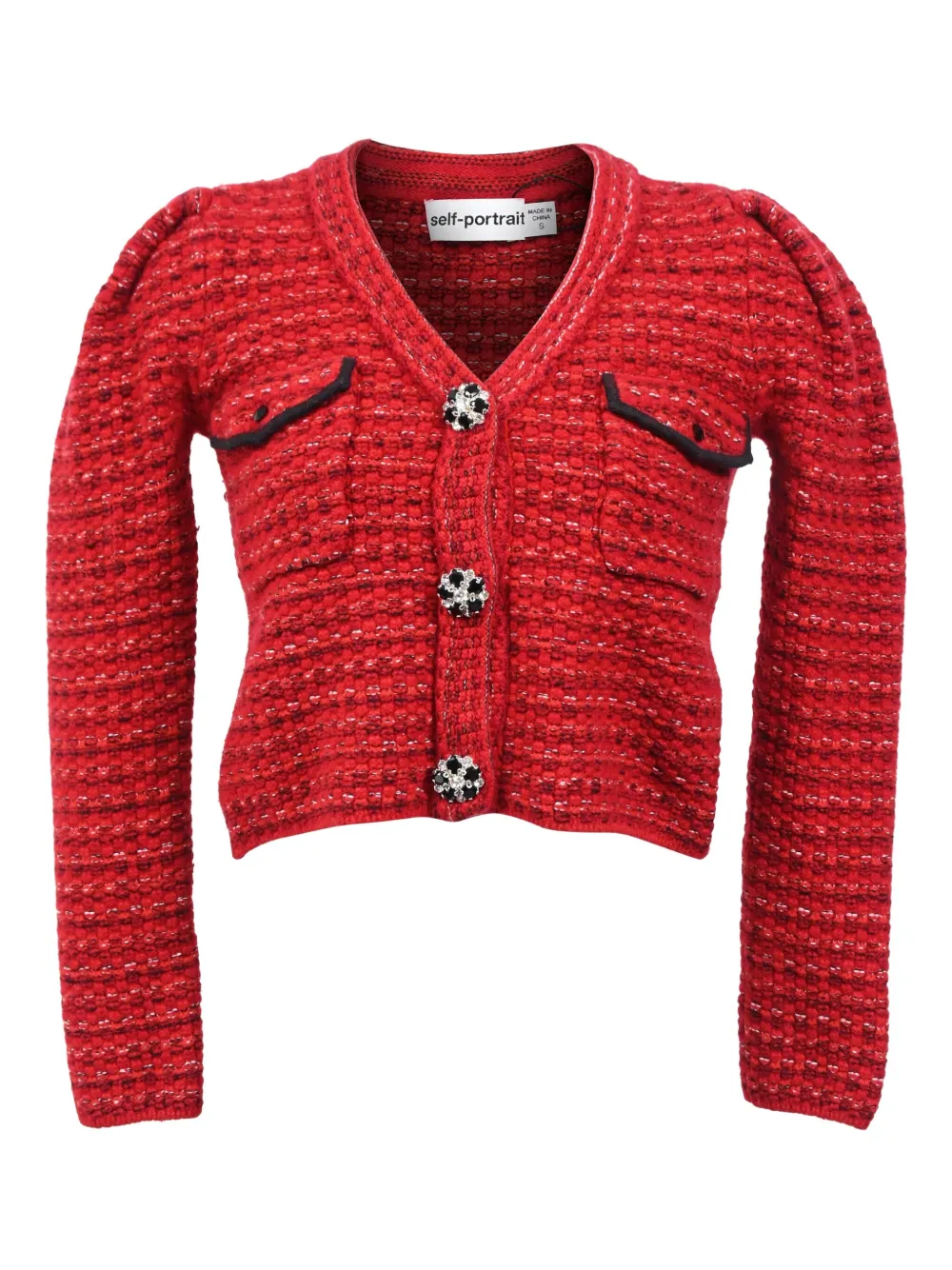 Pre-owned Self-portrait V-neck Cardigan In Red