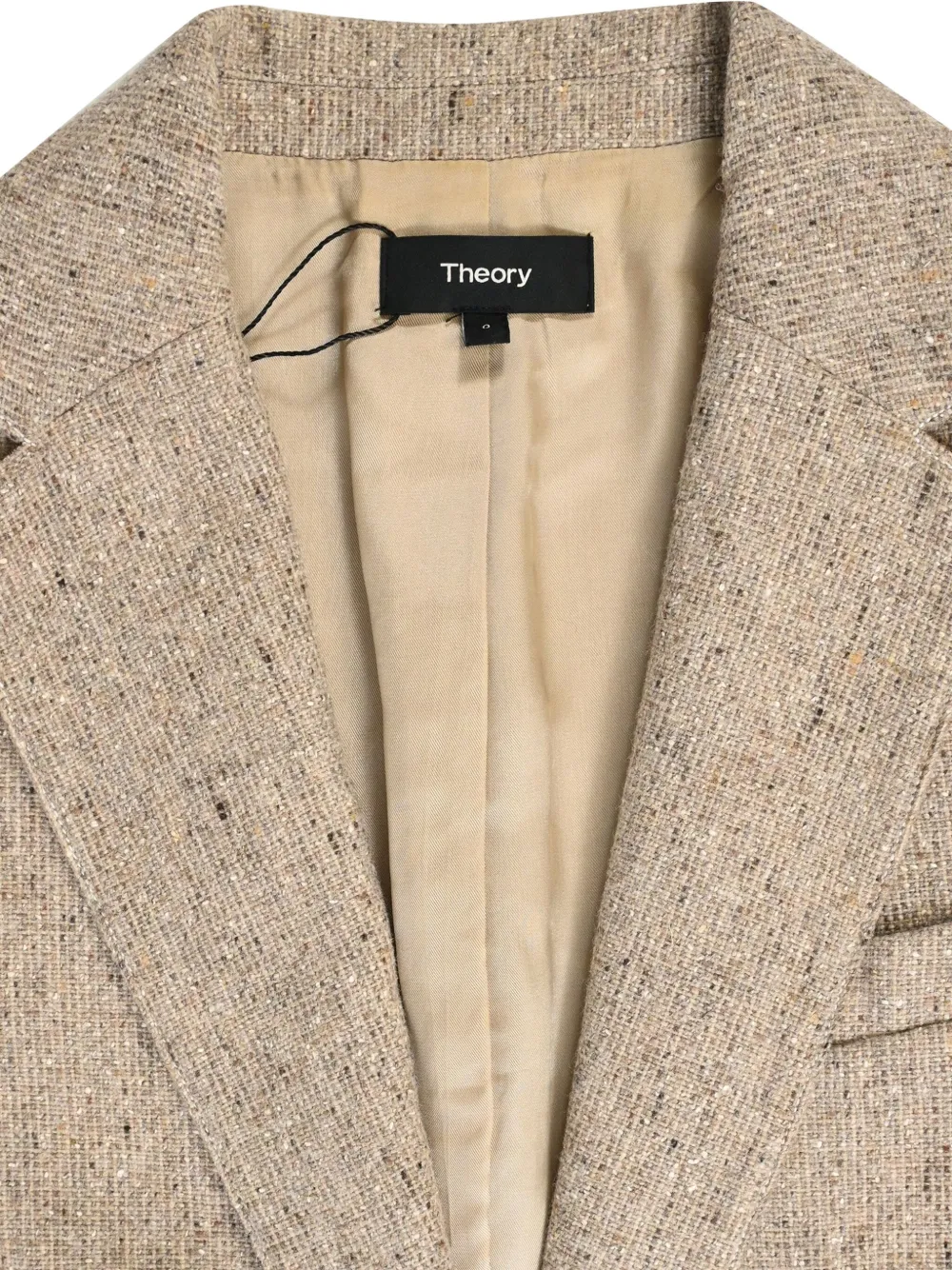 Pre-owned Theory Single-breasted Tweed Blazer In Neutral
