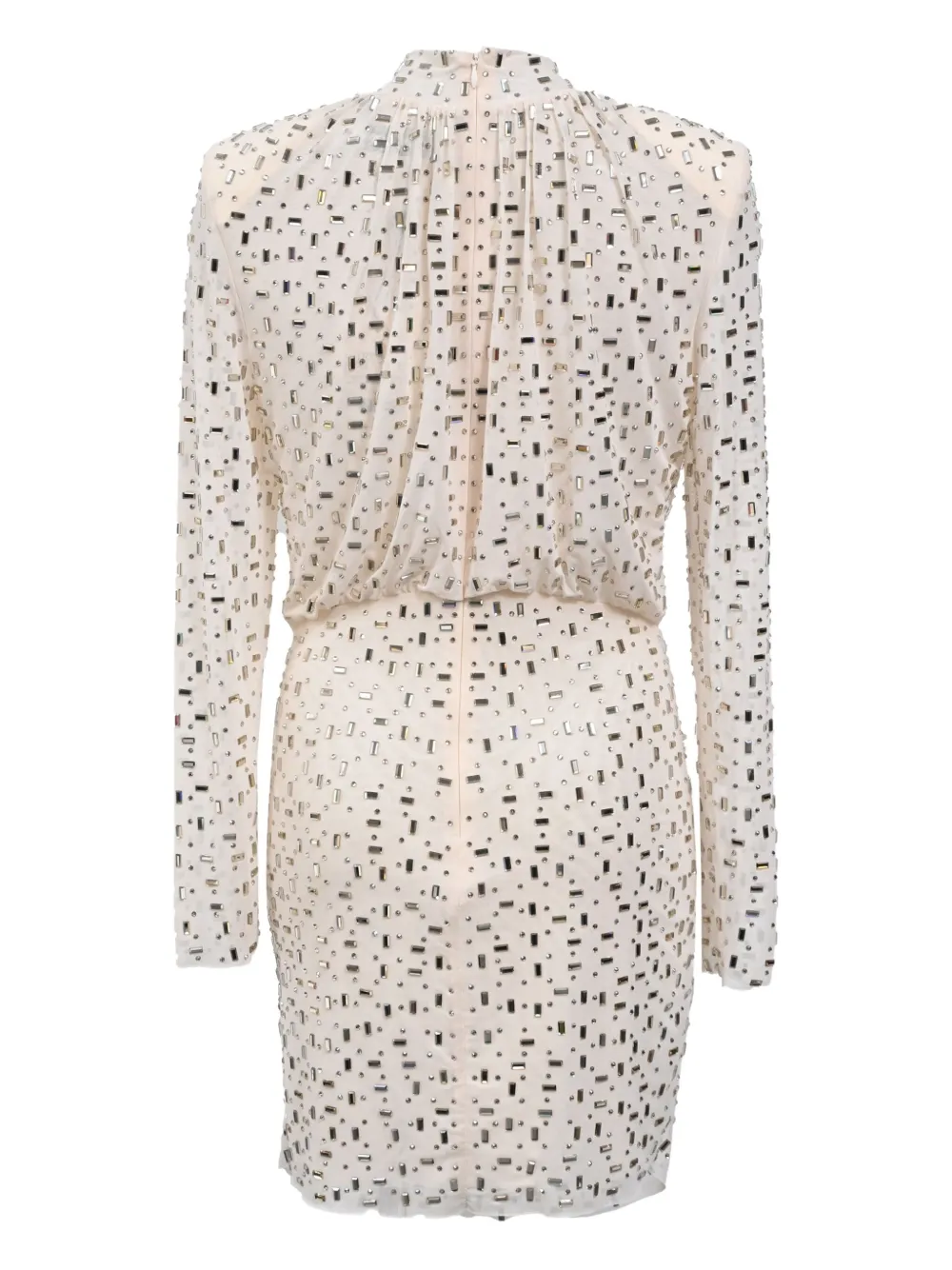 Self-Portrait embellished gathered turtleneck mini dress - Wit