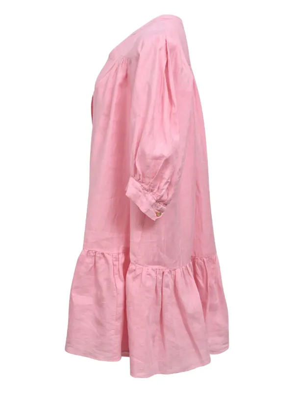 sandro pink silk dress SANDRO Ruched Satin-Effect Maxi Dress
