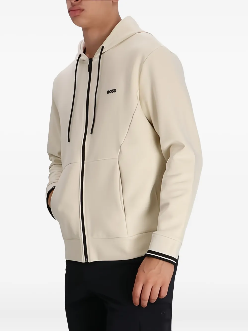 BOSS Zone hoodie met rits Beige