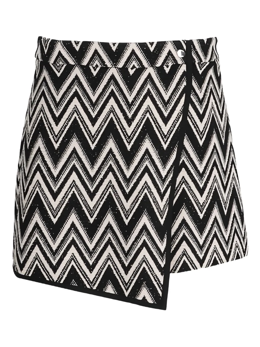 BOSS Tijaca asymmetrische mini-rok met zigzag-patroon - Zwart