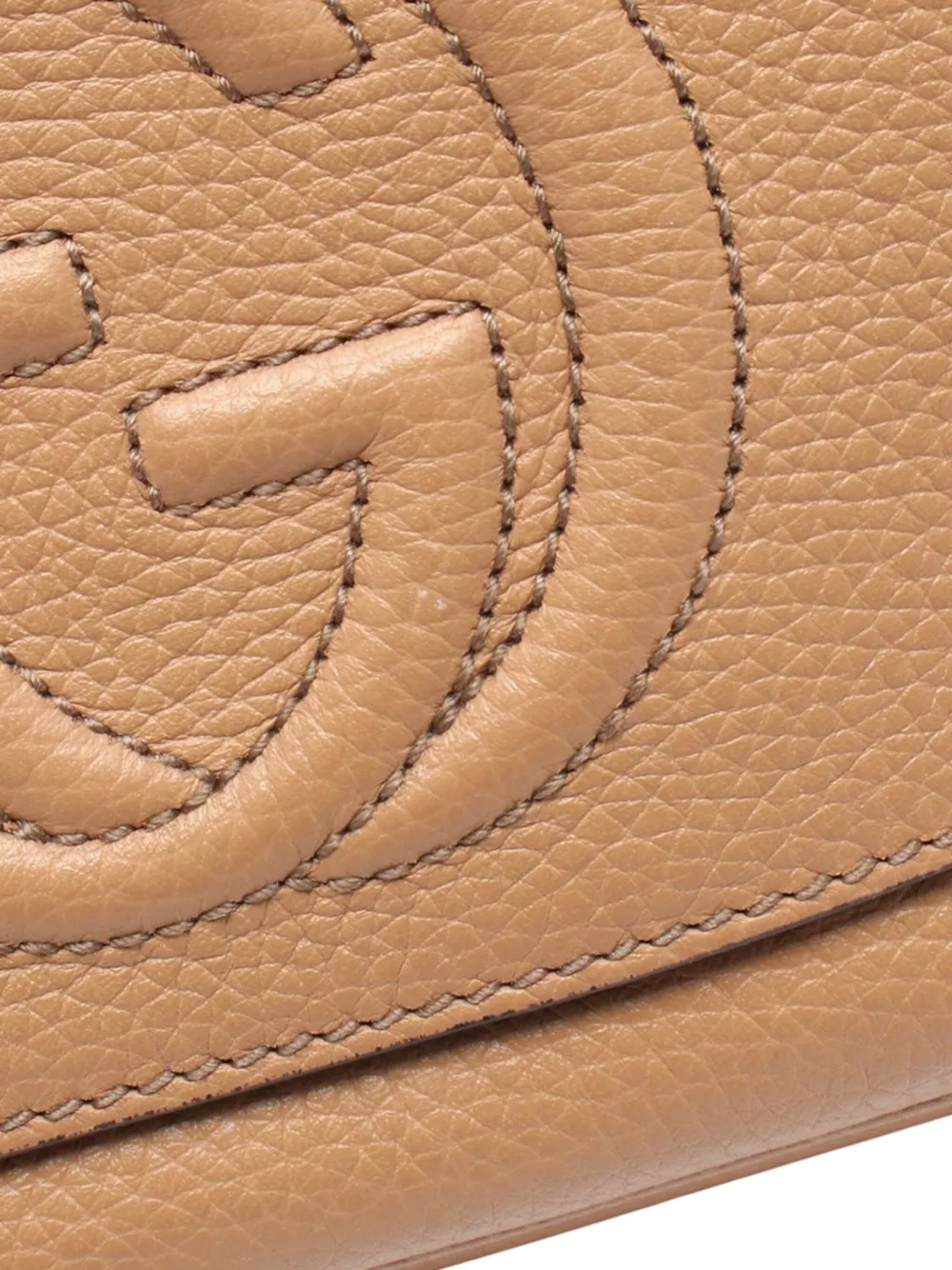 Pre-owned Gucci 2016-2025 Medium Leather Soho Chain Flap Crossbody Bag In Brown