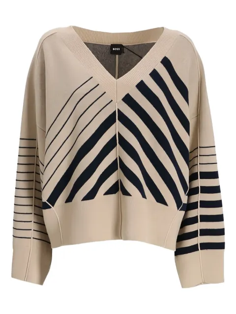 BOSS Fudali striped V-neck sweater