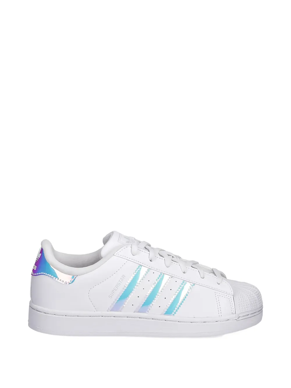 adidas Kids superstar stripe leather sneakers - Bianco