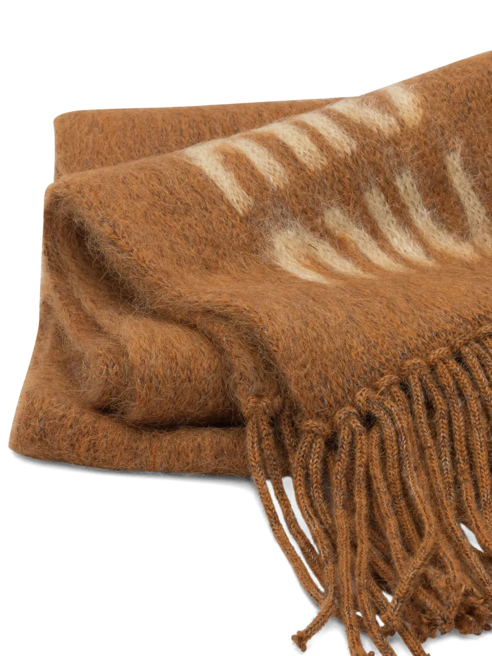 Miu Miu fringed logo scarf - Bruin