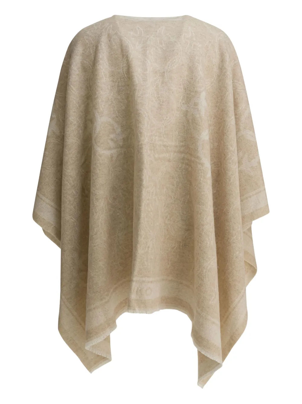Pinko Love Birds Fringed Cape In Neutral