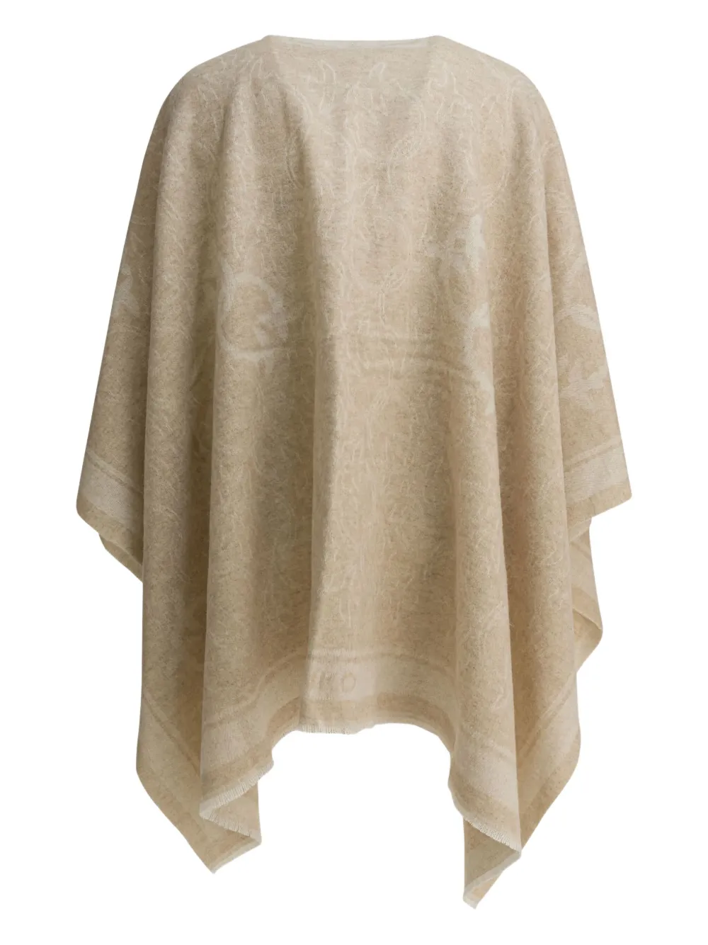 Pinko Love Birds Fringed Cape In Neutral