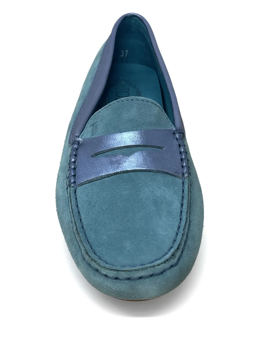 Tod's Gommino Metallic-trim Suede Loafers In Blue