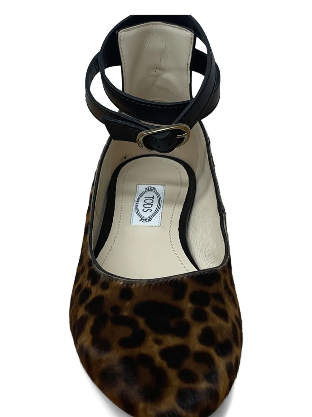 Tod's Ankle-strap Pony-effect Ballet Flats In Brown