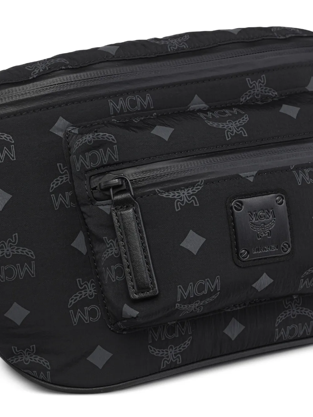 Mcm Fursten Monogram-pattern Belt Bag In Black