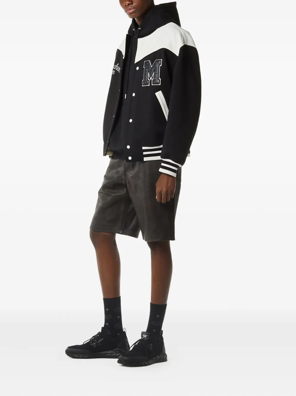 Mcm München Ponte Varsity Bomber Jacket In Black