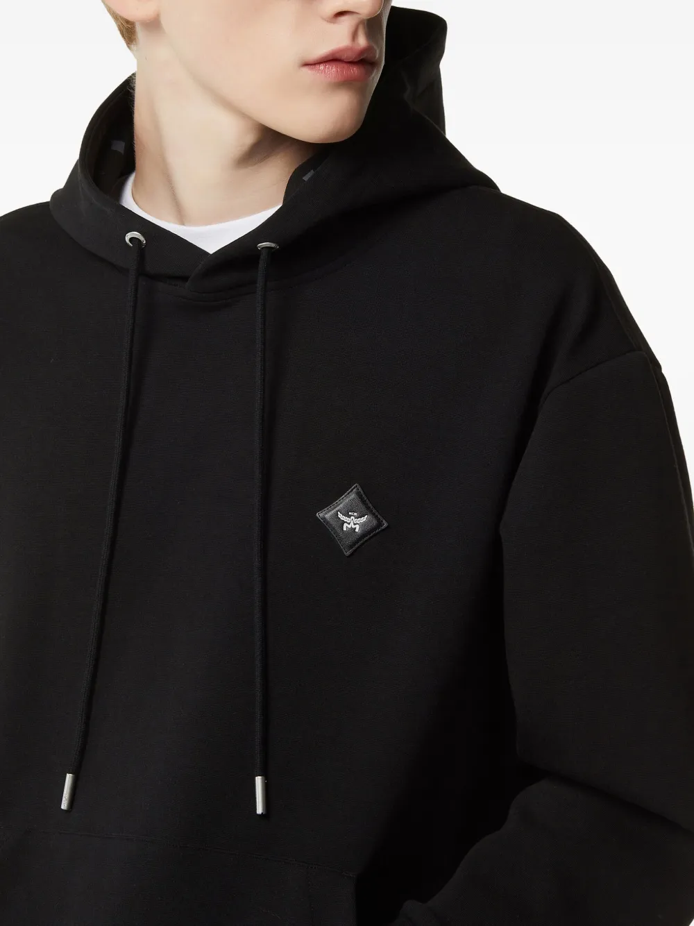 Mcm Essential Ponte Logo-patch Hoodie In Black