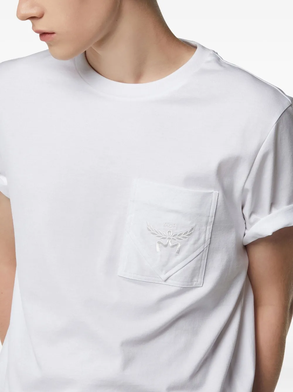 Mcm Essential Logo-pocket T-shirt In White