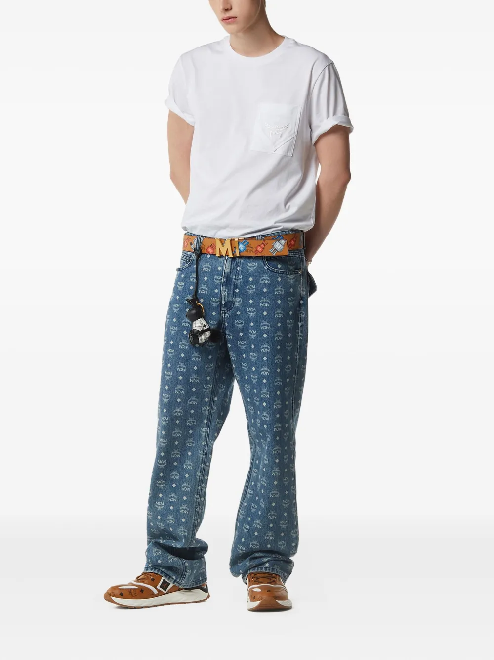 Mcm Essential Logo-pocket T-shirt In White