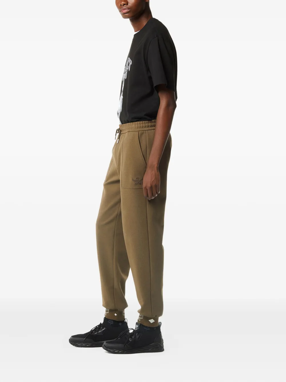 Mcm Logo Ponte Track Pants In Brown