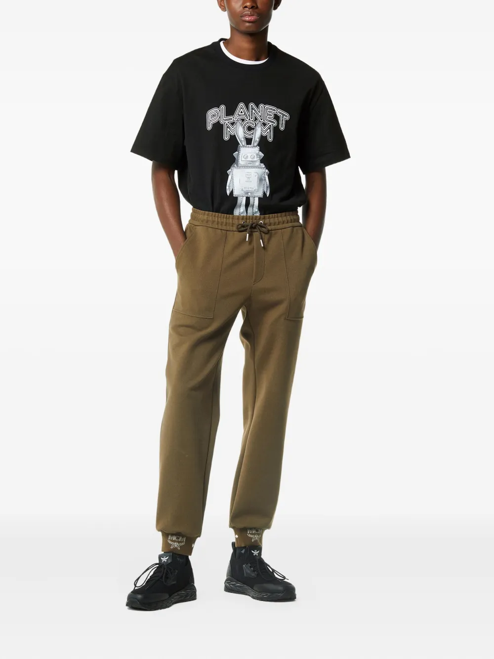 Mcm Logo Ponte Track Pants In Brown