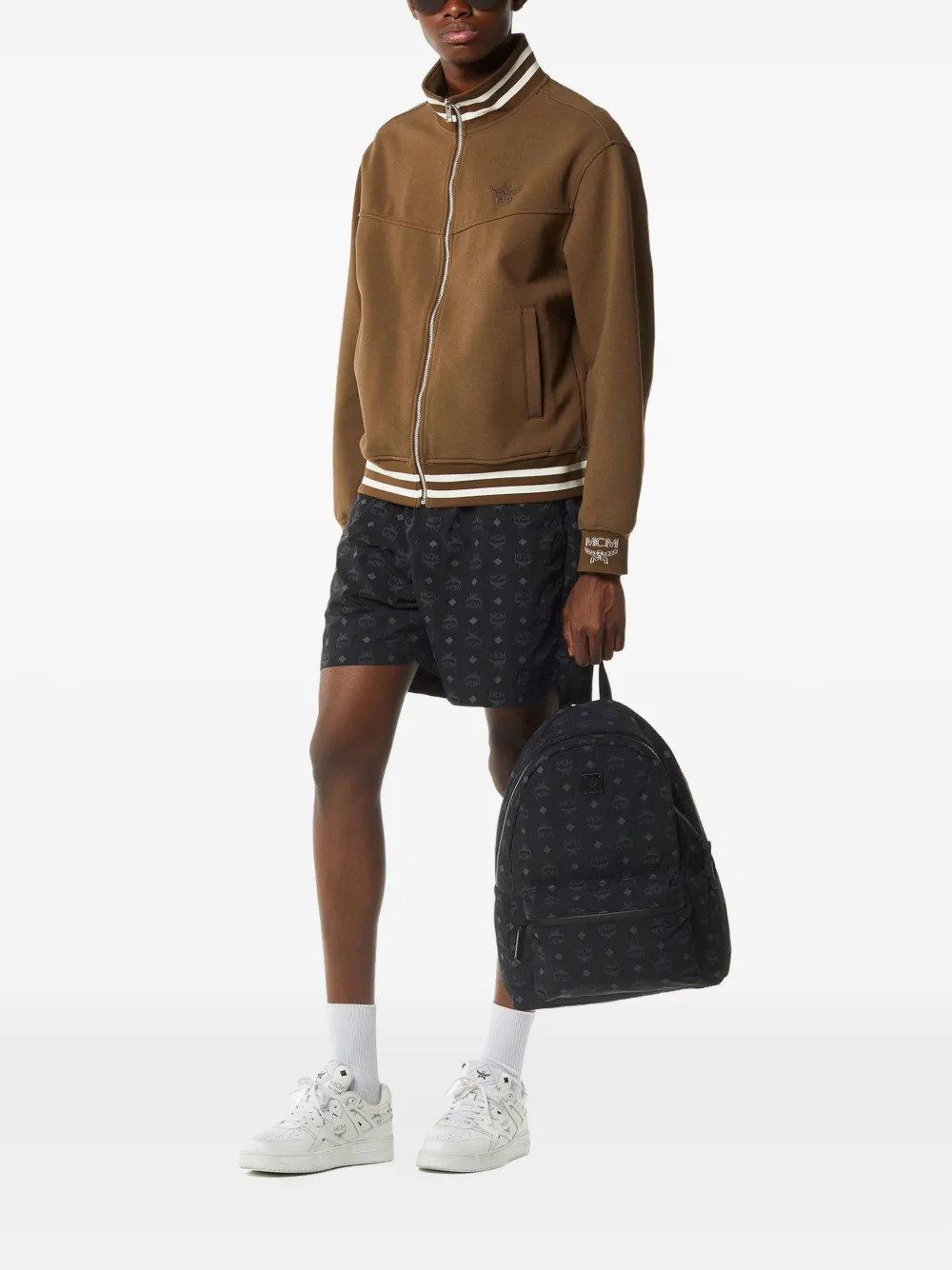 Mcm Stark Monogram-pattern Packable Backpack In Black