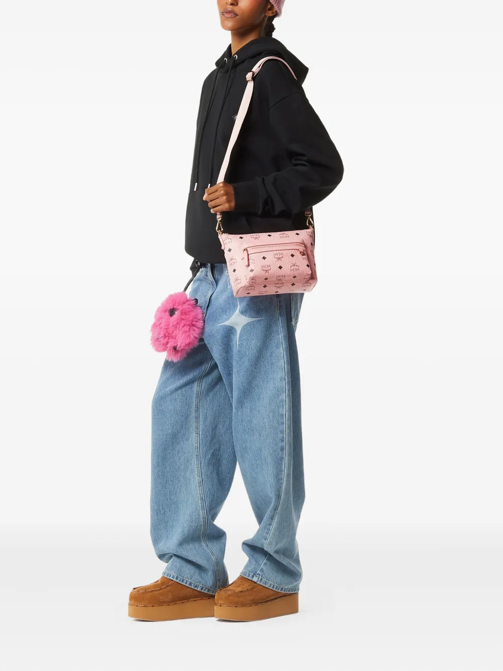MCM Aren Visetos kleine crossbodytas Roze