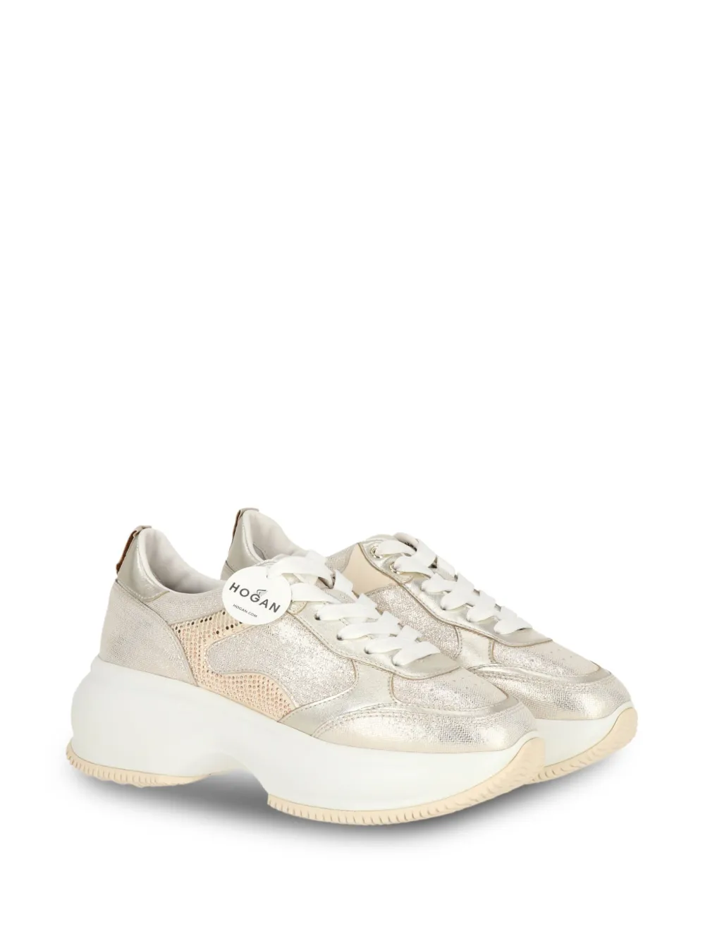 Hogan Metallic-effect Platform Sneakers In Gold