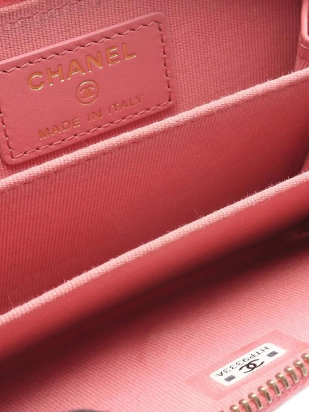 Pre-owned Chanel 2021-2025 Quilted Lambskin 19 Zip Purse Coin Pouch In Pink