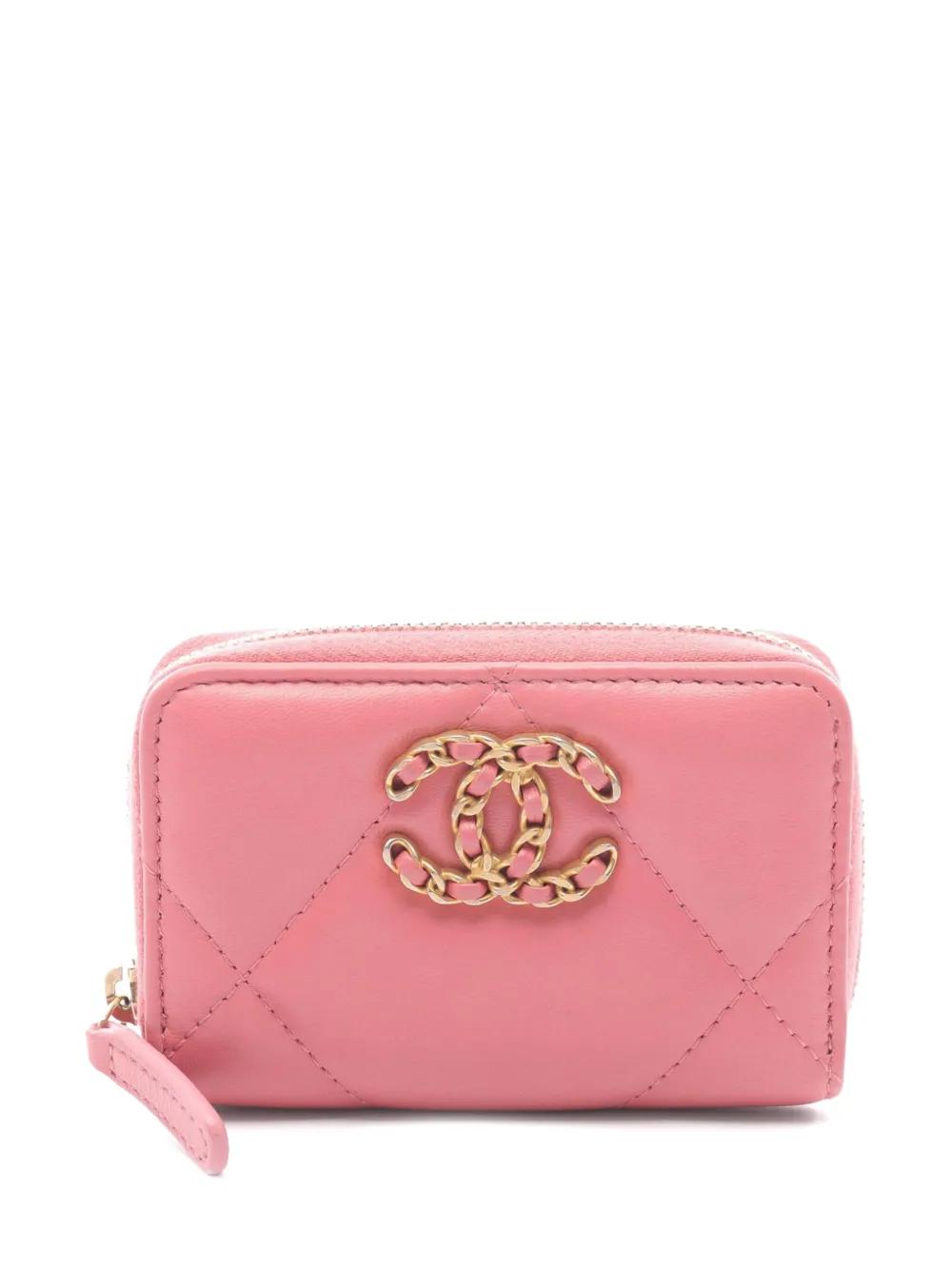 CHANEL Pre-Owned 2021-2025 Quilted Lambskin 19 Zip Purse coin pouch - Rosa