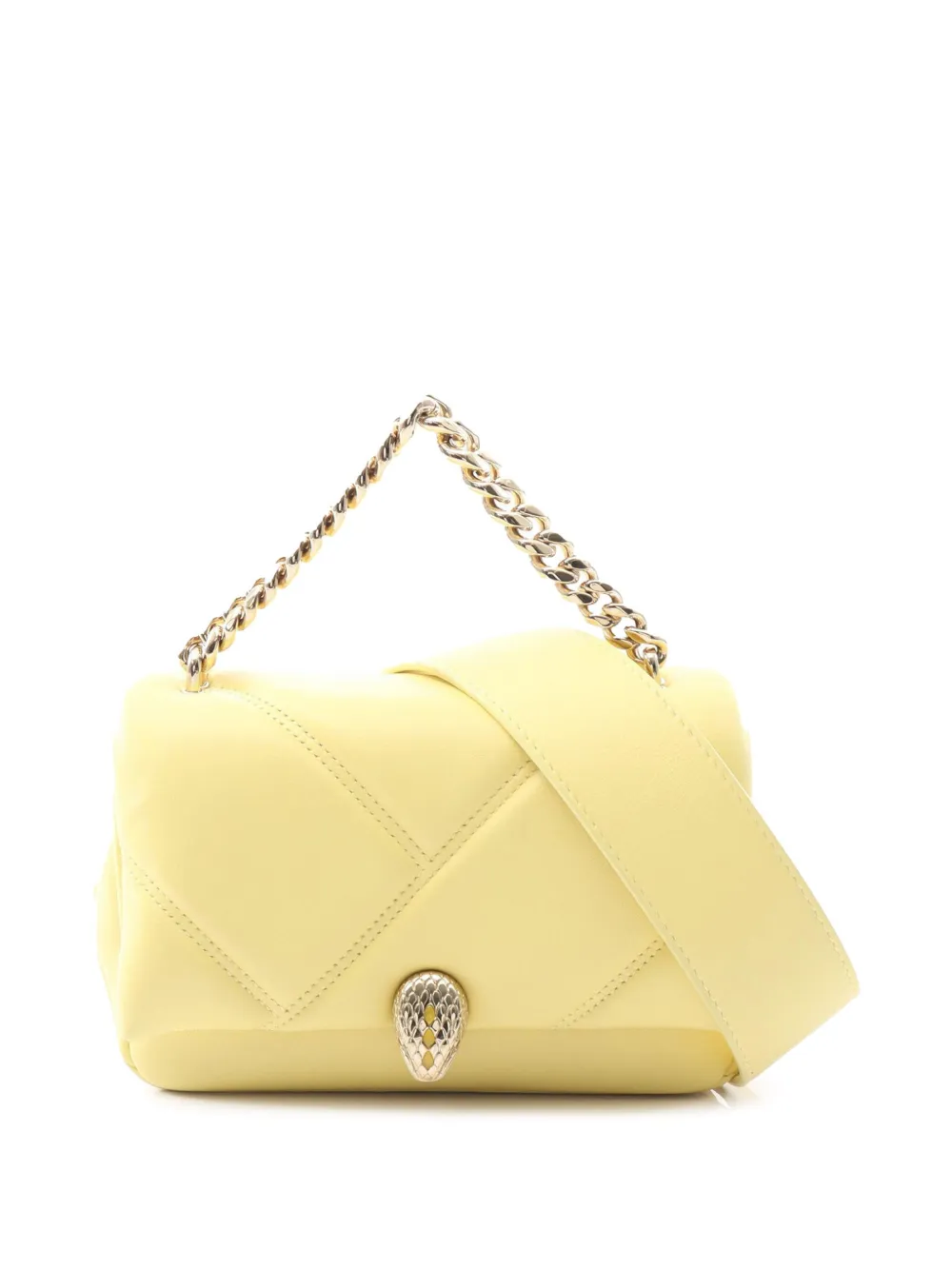 Pre-owned Bvlgari 2010-2025 Mini Leather Serpenti Cabochon Satchel In Yellow