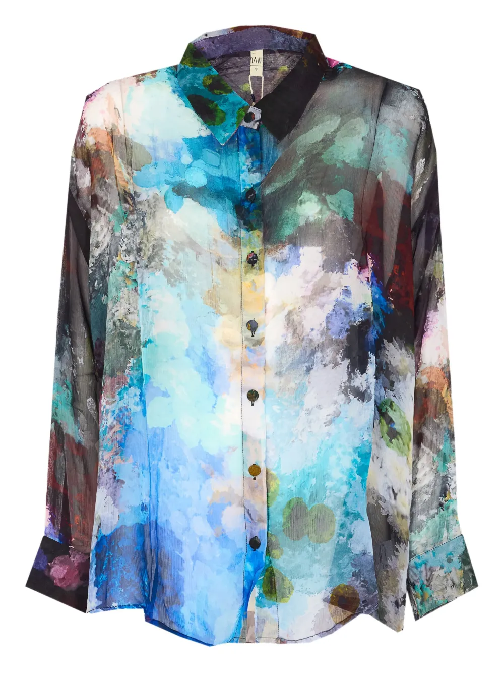 YAVI abstract-print buttoned shirt | Blue | Image 1