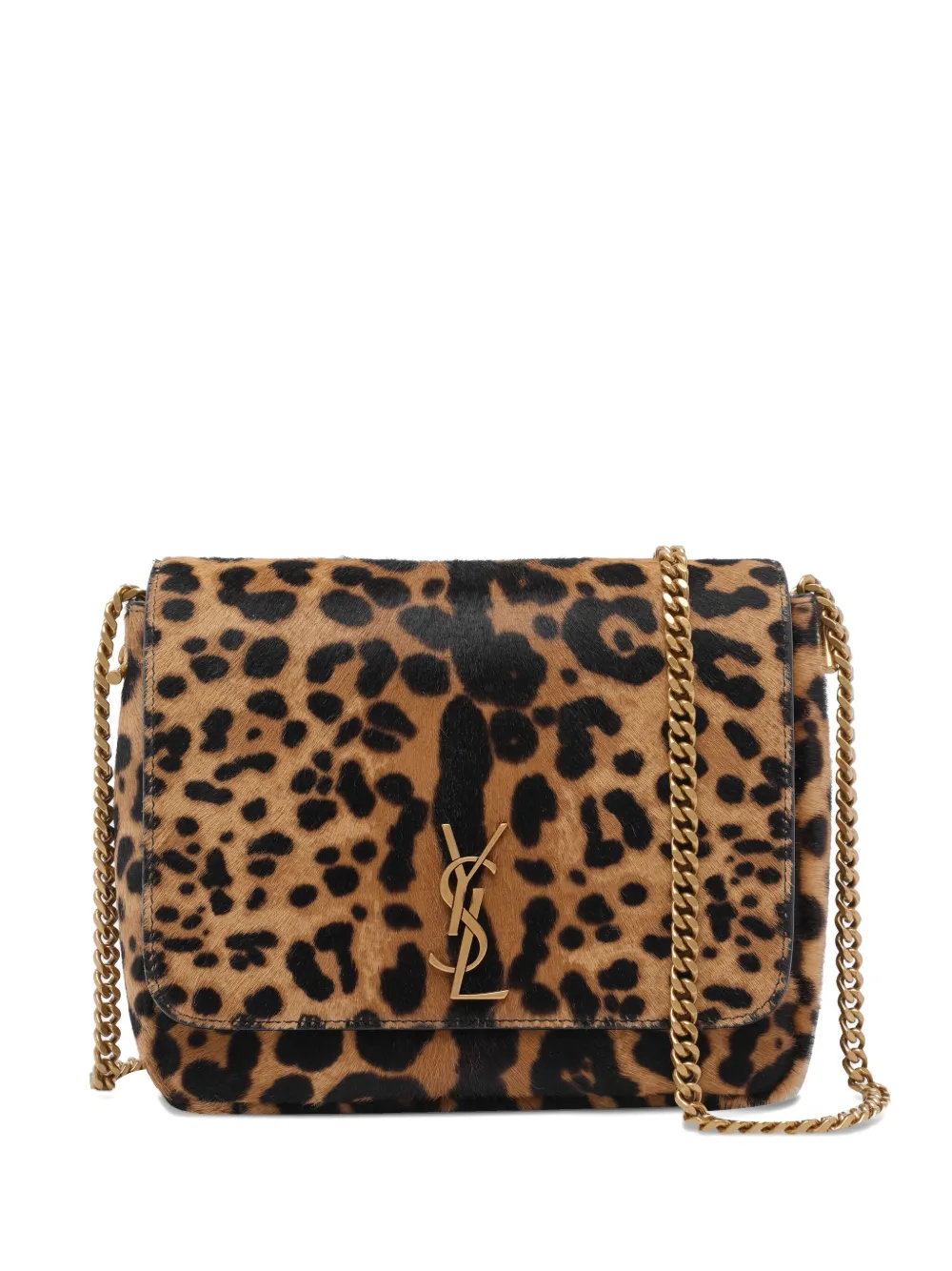 Saint Laurent Kate metal-logo pony-hair crossbody bag · OS