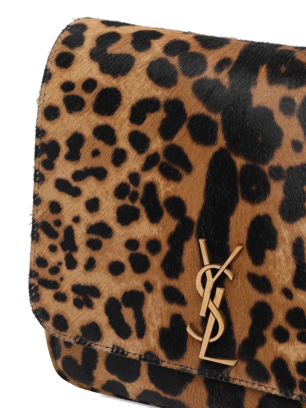 Saint Laurent Kate crossbodytas met metalen logo en ponyhaar Bruin