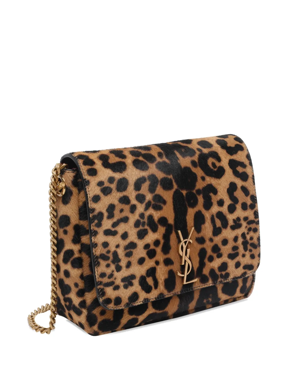 Saint Laurent Kate crossbodytas met metalen logo en ponyhaar Bruin