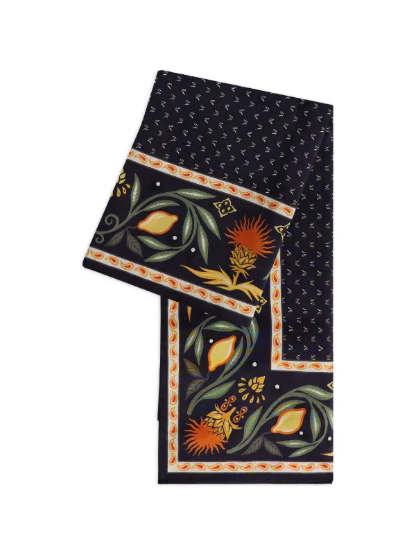 FURSAC Floral-pattern Scarf in Black
