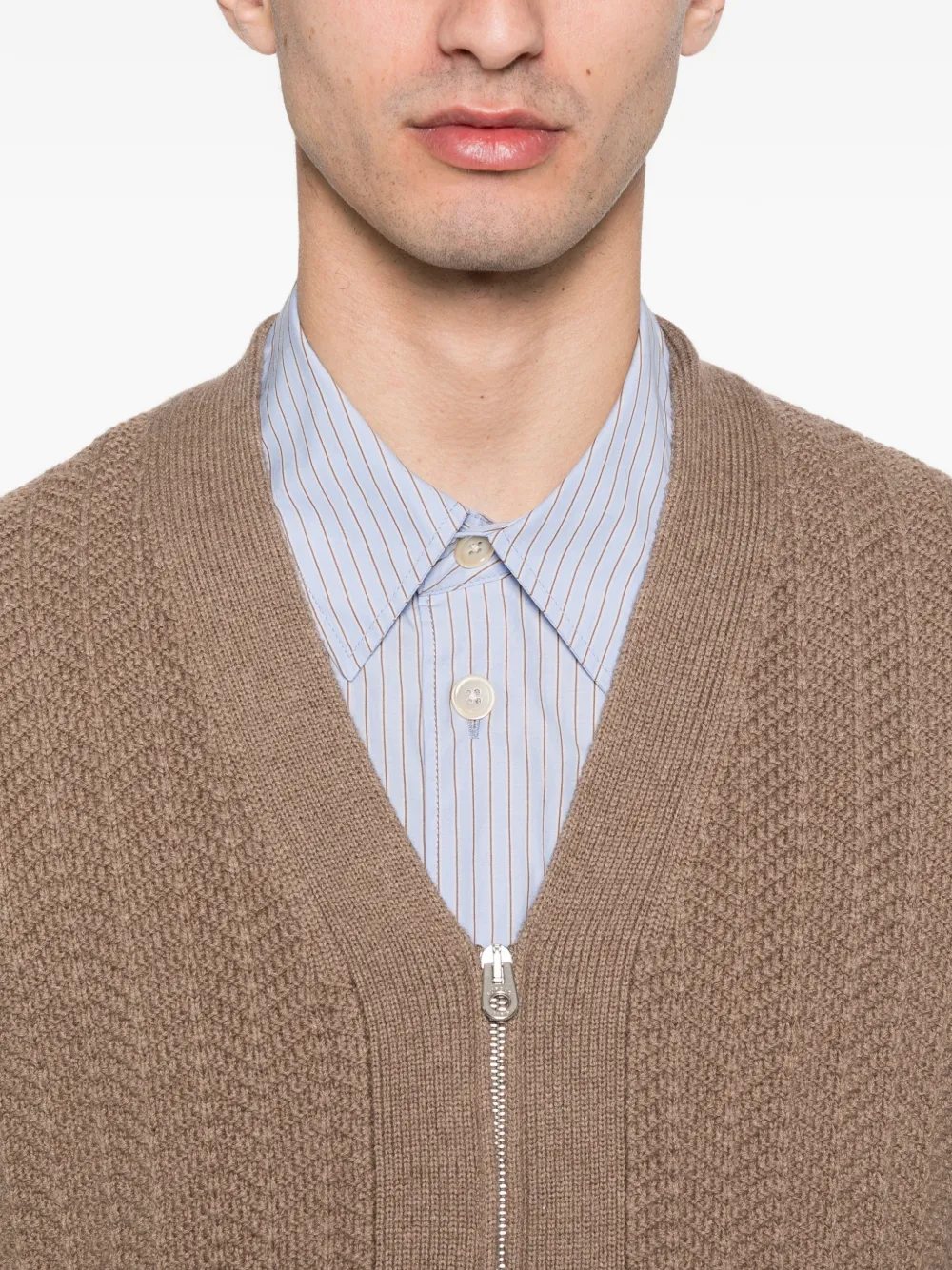 FURSAC Vest met V-hals en rits Bruin