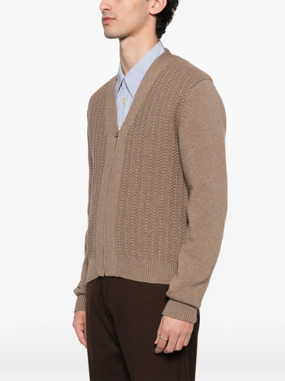FURSAC Vest met V-hals en rits Bruin