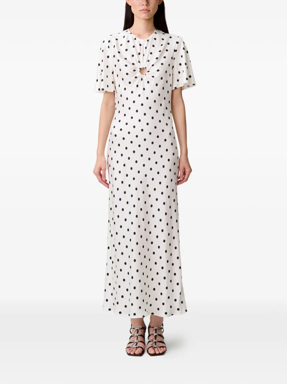 Claudie Pierlot Maxi-jurk met stippen en uitgesneden details - Wit