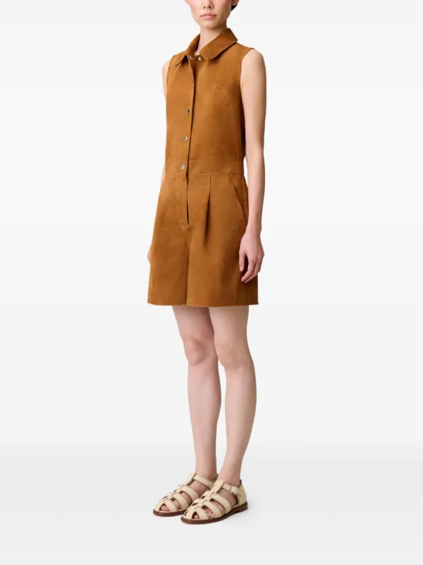 Claudie Pierlot ノースリーブ レザージャンプスーツ | ブラウン