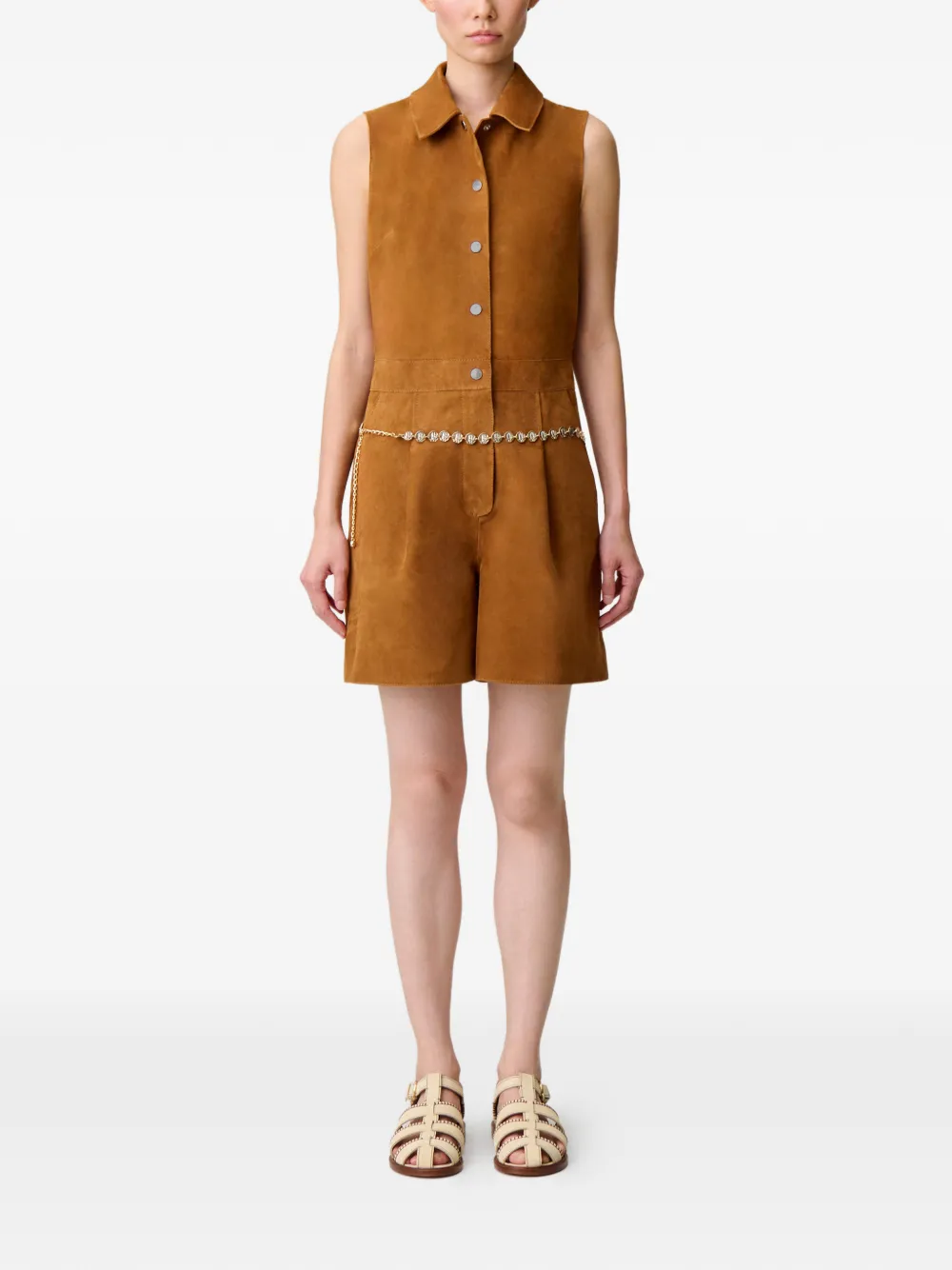 Claudie Pierlot Jumpsuit met geborduurde kraag - Bruin