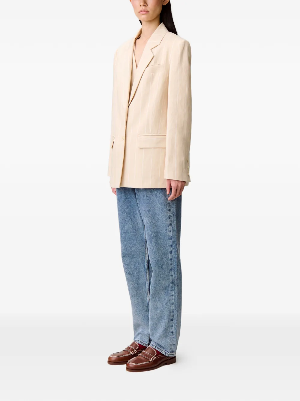 Claudie Pierlot Blazer met krijtstreep Beige