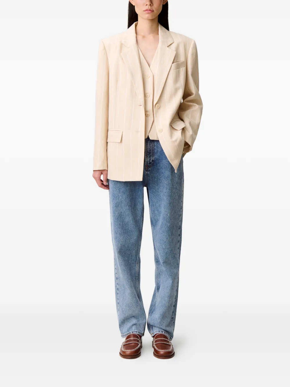 Claudie Pierlot Blazer met krijtstreep Beige