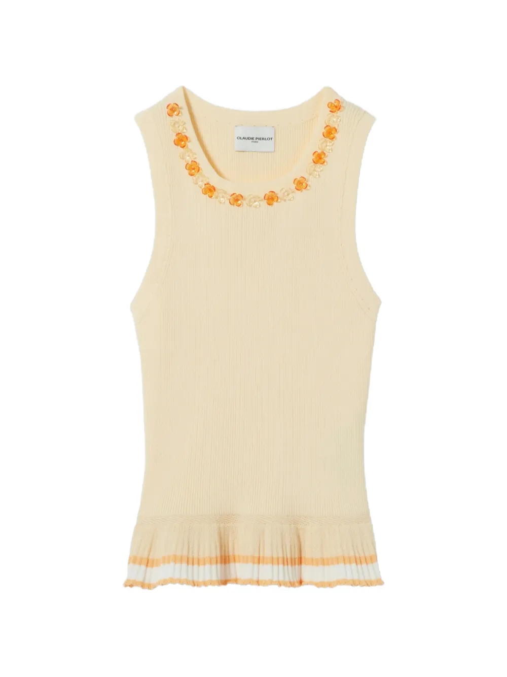 Claudie Pierlot floral-embellished peplum tank top - Giallo