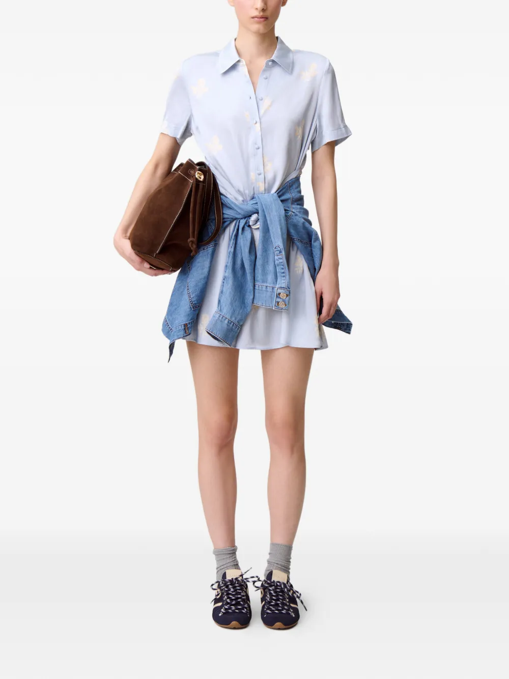 Claudie Pierlot Mini-jurk met bloemenprint Blauw